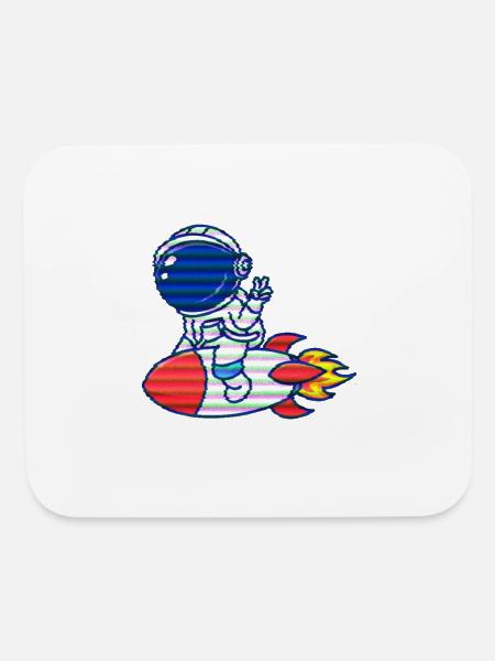 Spaceman vintage sur une fusée - Tapis de souris - blanc - Devant