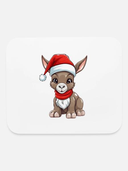 Mule Christmas Santa Hat Funny Xmas Kids - Mouse pad Horizontal - white - Front