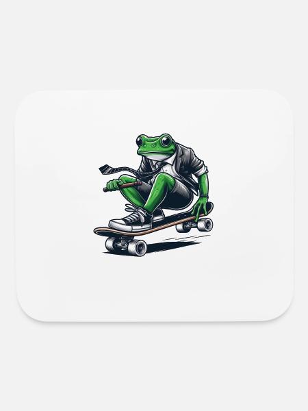 Skateboarding frog in suit - Mouse pad Horizontal - white - Front