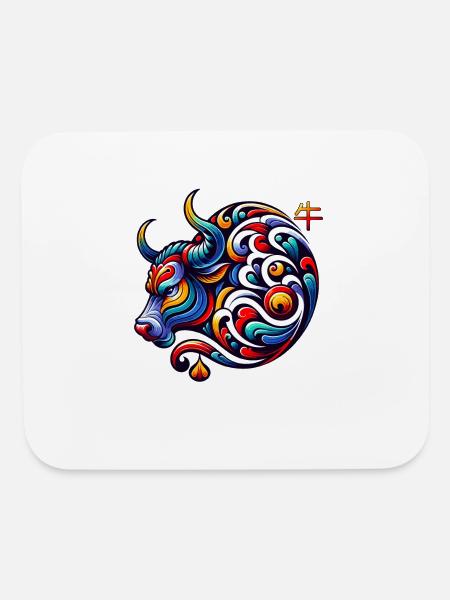 Chinese Zodiac Ox Astrological Sign Elegant - Mouse pad Horizontal - white - Front