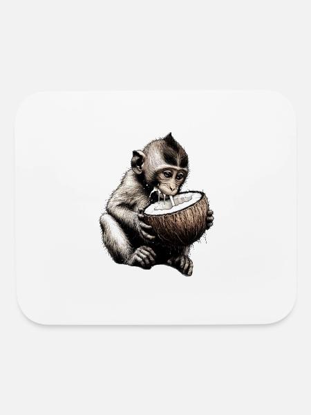Coconut Milk-Sipping Monkey - Mouse pad Horizontal - white - Front