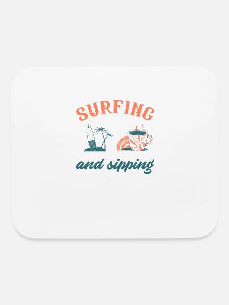 Surfing and Sipping Coffee Loving Surfers - Mouse pad Horizontal - white - Front