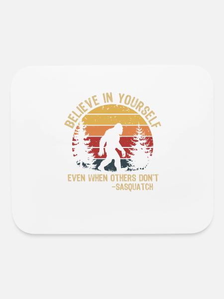 Believe in Yourself Sasquatch Retro Sunset Forest - Mouse pad Horizontal - white - Front
