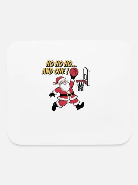 Ho Ho Ho And One Basketball Christmas T-Shirt - Mouse pad Horizontal - white - Front