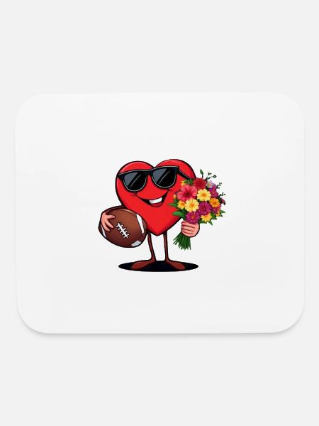 Funny Heart Playing Football Valentines Day Boys G - Mouse pad Horizontal - white - Front