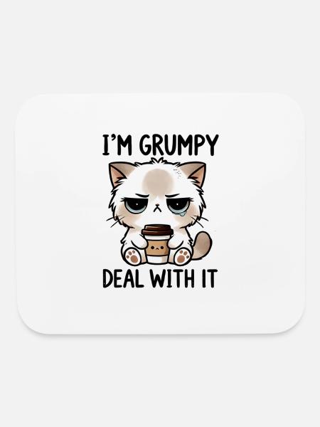 Grumpy Cat , Coffee Lover , Funny Cat Design , - Mouse pad Horizontal - white - Front