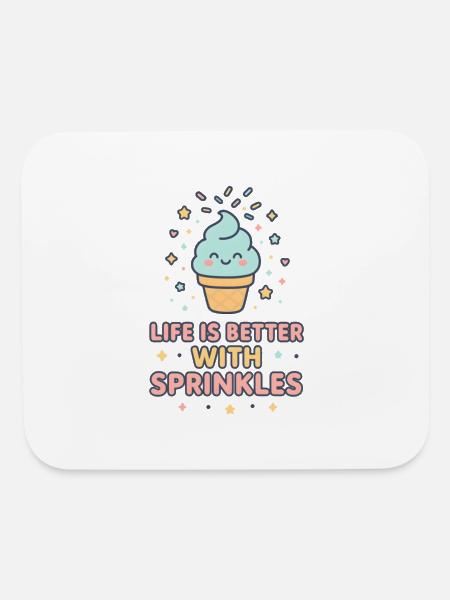 Life Is Better With Cute Smiling Ice Cream Cone - Mouse pad Horizontal - white - Front