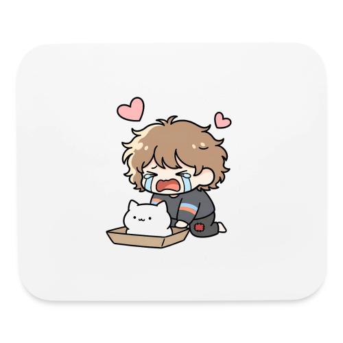 Crying Chibi Boy with Stray Cat - Mouse pad Horizontal