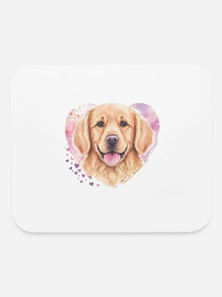 Golden Retriever Cute Flat-coated Retriever Golden - Mouse pad Horizontal - white - Front