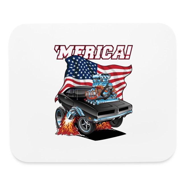Merica Patriotic Classic Muscle Car with USA Flag