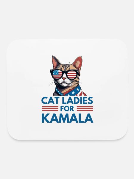 Cat ladies for Kamala 2024 - Mouse pad Horizontal - white - Front