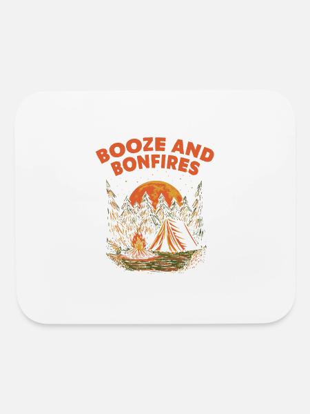 Booze and Bonfires Camping Beer Lover Camper Drink - Mouse pad Horizontal - white - Front