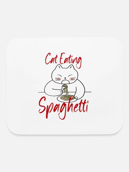 Cat Eating Spaghetti - Mouse pad Horizontal - white - Front