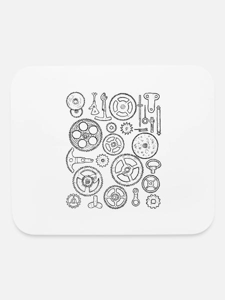 Clock Parts Watch Parts Gear Mechanics Clockwork - Mouse pad Horizontal - white - Front