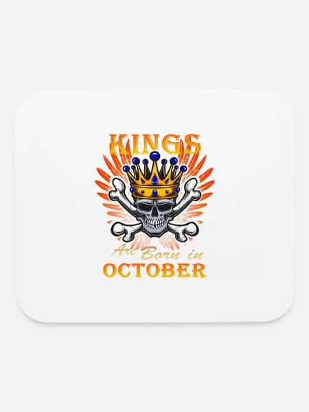 Kings are born in October - Mouse pad Horizontal - white - Front
