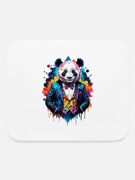 Panda in suit - Mouse pad Horizontal - white - Front
