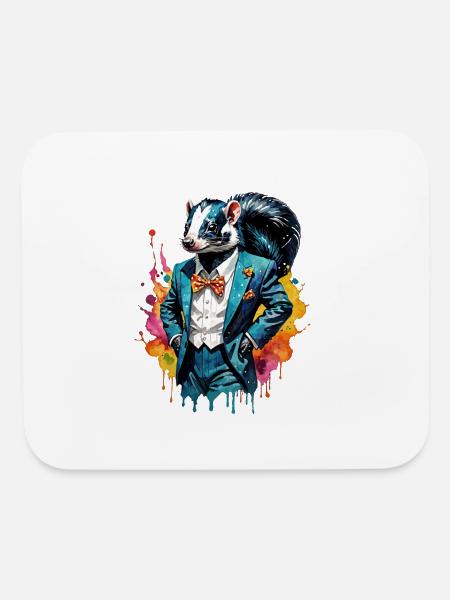 Skunk in suit - Mouse pad Horizontal - white - Front