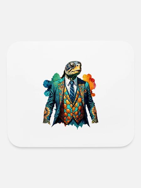 Turtle in suit - Mouse pad Horizontal - white - Front