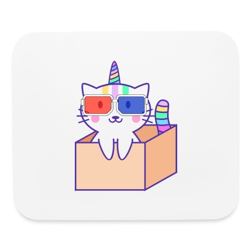 Unicorn cat with 3D glasses doing Vision Therapy! - Mouse pad Horizontal
