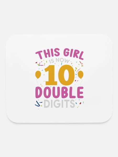 Double Digit 10th Birthday For Girl - Mouse pad Horizontal - white - Front