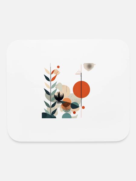 Floral Modern Geometric Mid Century - Mouse pad Horizontal - white - Front