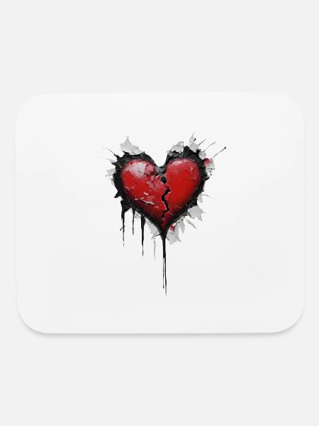Broken paper heart - Mouse pad Horizontal - white - Front