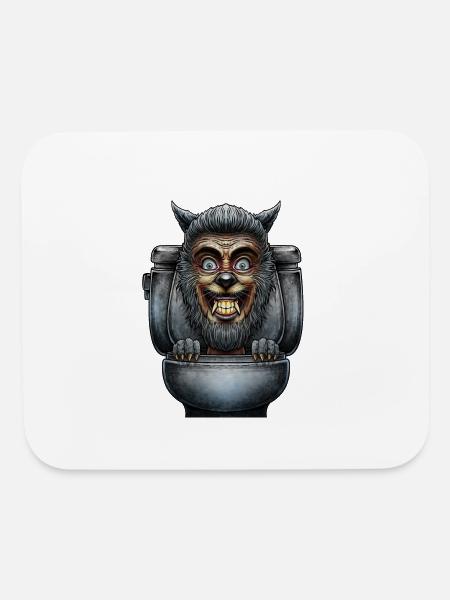 Horror toilet Monster #45 - Mouse pad Horizontal - white - Front