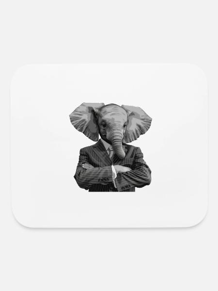 elephant in suit - Mouse pad Horizontal - white - Front
