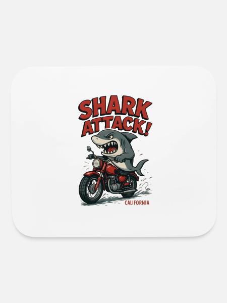 Shark Attack On Motorcycle - Mouse pad Horizontal - white - Front