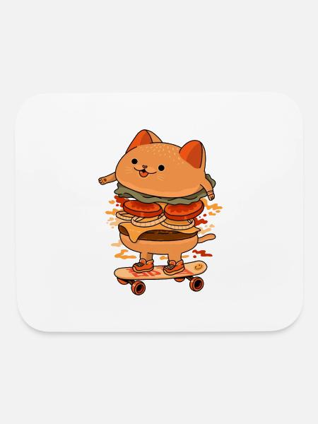 Burger Cat Skater - Mouse pad Horizontal - white - Front