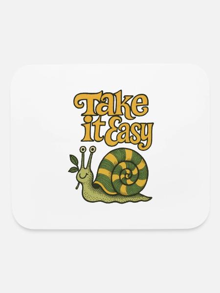 Take is Easy Snail - Mouse pad Horizontal - white - Front