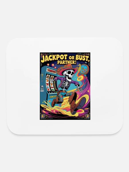 Jackpot or Bust, Partner! – Psychedelic Cowboy - Mouse pad Horizontal - white - Front