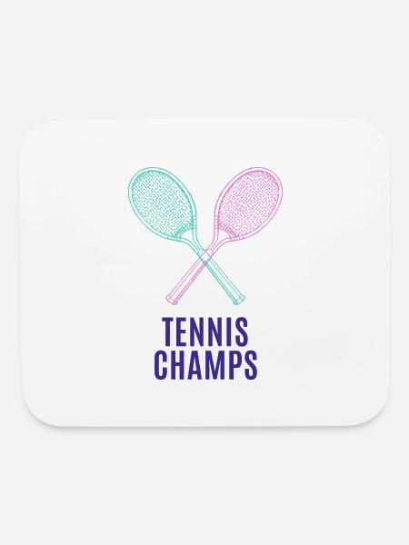 Tennis Champs Pink Blue Sports Rackets - Mouse pad Horizontal - white - Front