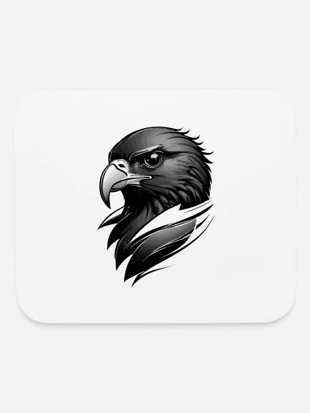 Minimalist Stylized Black Falcon - Mouse pad Horizontal - white - Front