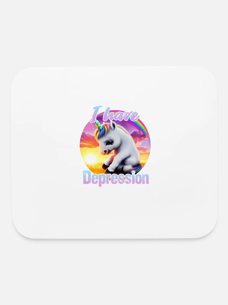 Depressed unicorn at sunset - Mouse pad Horizontal - white - Front