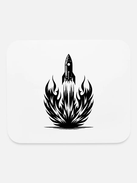 Lancement d’une fusée en flammes - Tapis de souris - blanc - Devant