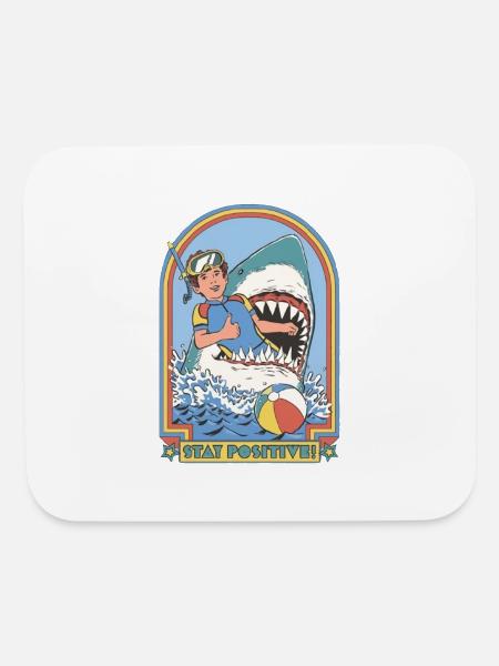 Stay Positive Shark Attack - Mouse pad Horizontal - white - Front
