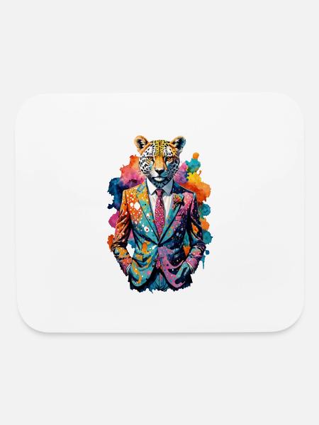 Cheetah in suit - Mouse pad Horizontal - white - Front
