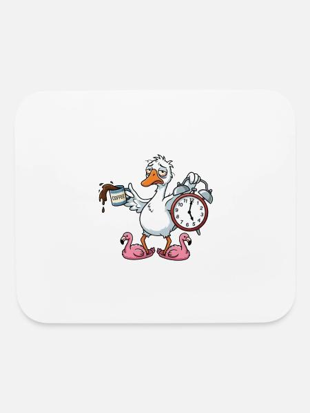 Drowsy Duck Alarm Coffee Chaos - Mouse pad Horizontal - white - Front