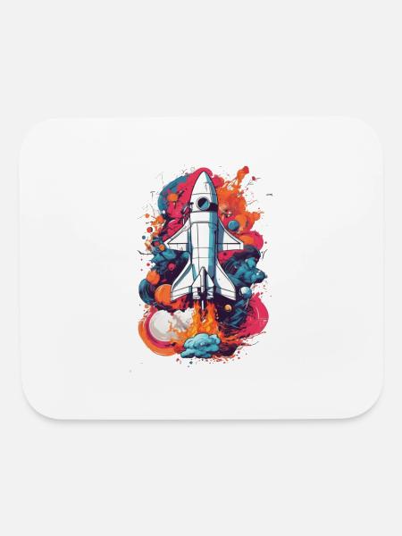 fusée spatiale - Tapis de souris - blanc - Devant