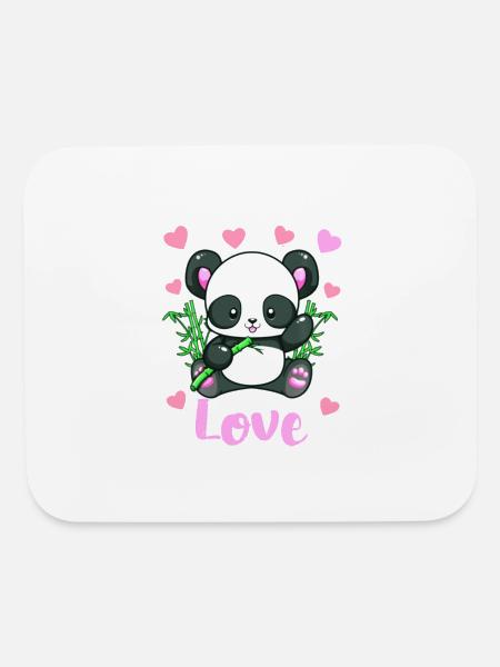 Panda Heart Love Romantic - Mouse pad Horizontal - white - Front
