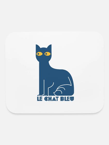 Le Chat Bleu - Blue Cat - Mouse pad Horizontal - white - Front