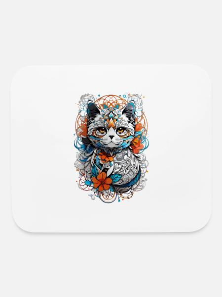 Cut Cat Art - Mouse pad Horizontal - white - Front