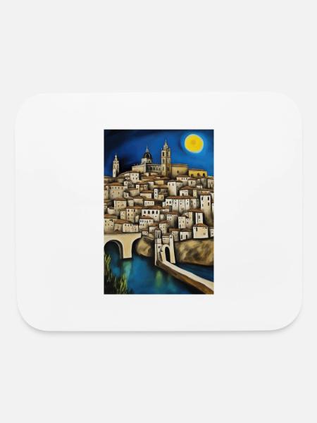 View of Toledo - Surreal Cityscape Painting - Mouse pad Horizontal - white - Front
