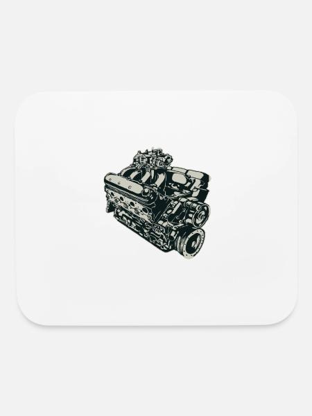 V8 carburettor engine - Mouse pad Horizontal - white - Front