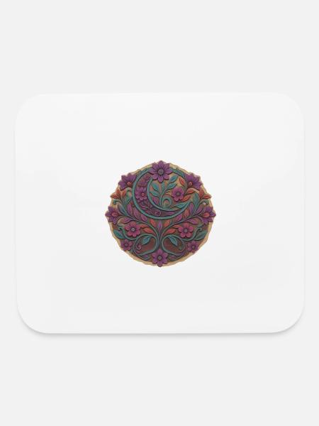 Vibrant Floral Tree Mandala - Mouse pad Horizontal - white - Front
