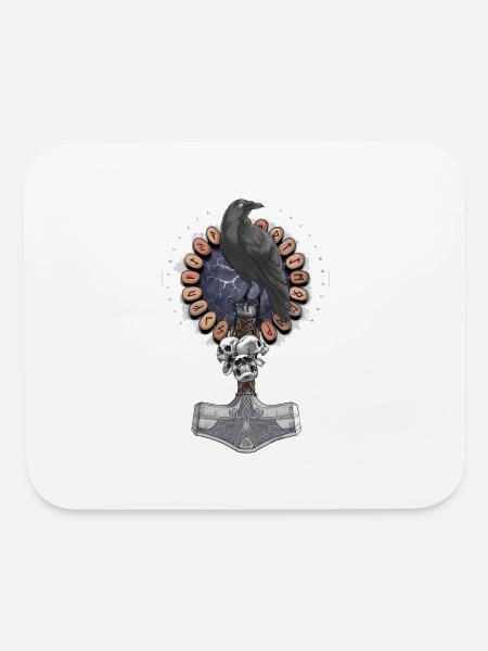 Norse Hammer Raven - Mouse pad Horizontal - white - Front