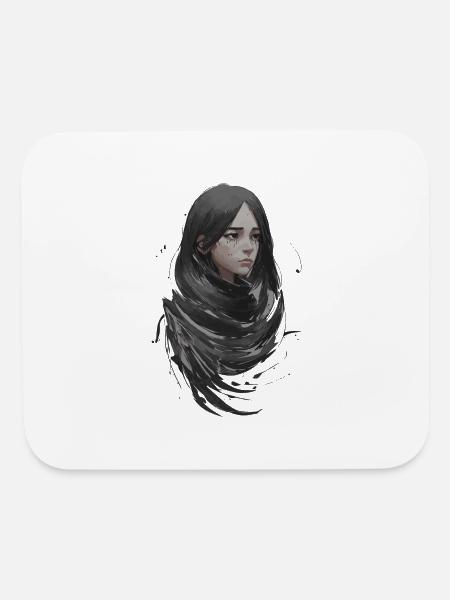 silhouette of a woman - Mouse pad Horizontal - white - Front