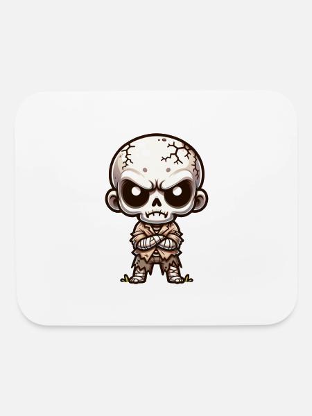 Grumpy Skeleton Kid – Creepy Cute Undead Attitude - Mouse pad Horizontal - white - Front