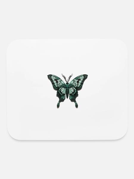 Teal Butterfly Wing Crest - Mouse pad Horizontal - white - Front
